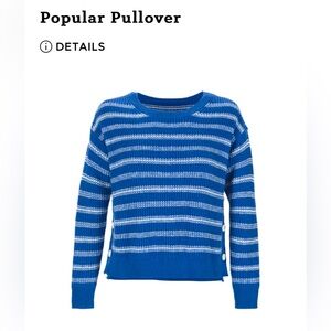 💚BOGO- Cabi, popular pullover, Blue Striped Sweater medium vguc